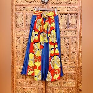 Women’s African Tribal Print and Denim Palazzo Pants NWT
